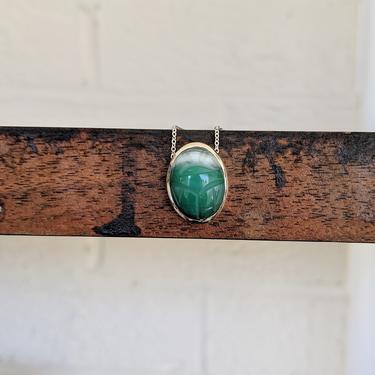 Green Banded Agate Vintage (NOS) Scarab Pendants (READY to SHIP) 