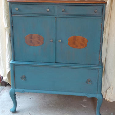 Wardrobe Dresser Chest Vintage Wood Cabinet Chest of Drawers Armoire Poppy Cottage CUSTOM Paint To ORDER Painted Furniture 