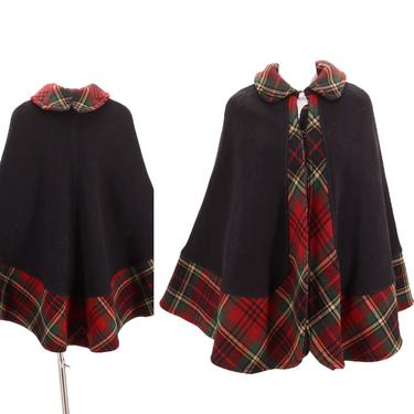 1800s Victorian golf cape / vintage 1890s plaid wool ladies sporting cape coat / rare antique mantle shawl Edwardian 