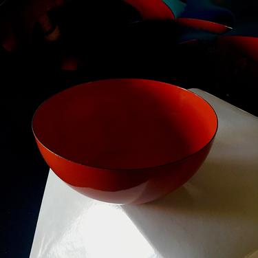 Great Vintage Mid Century Modern Large Red Enameled Metal Bowl by Finel Finland 