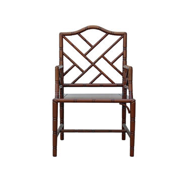Chinese Oriental Brown Simple Bamboo Simulated Motif Armchair cs4427E 