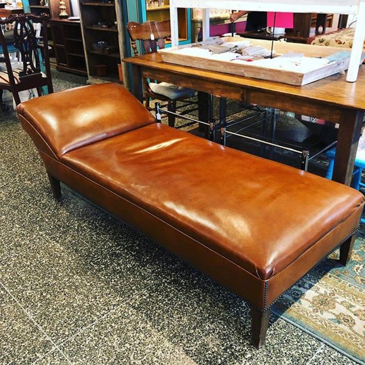                   Fabulous brown leather chaise