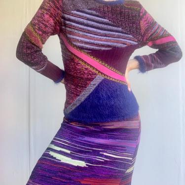 Christian Lacroix Purple and Pink Abstract Sweater 