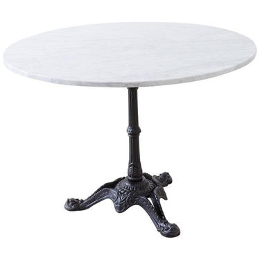 French Cast Iron Marble Top Bistro Dining Table by ErinLaneEstate