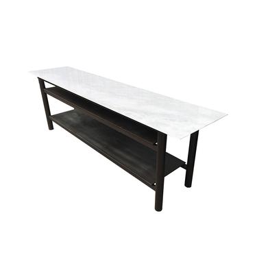 Custom-Made Steel &amp; Marble Low Sofa Table