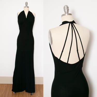 1930s Dress Black Crepe Gown S/XS 