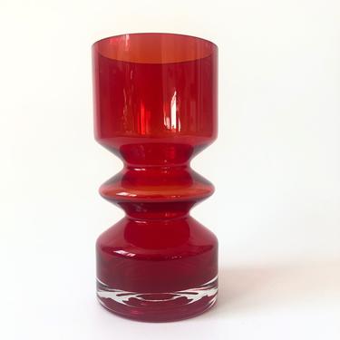 Mid Century Red Finnish Glass Vase by Tamara Aladin for Riihimaen Lasi 