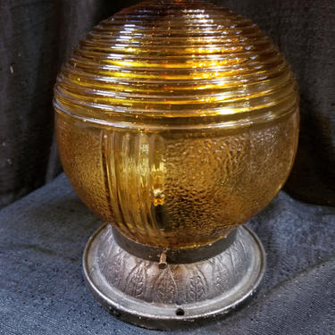 Vintage Porch Light, Amber Globe. 6 x 7.5
