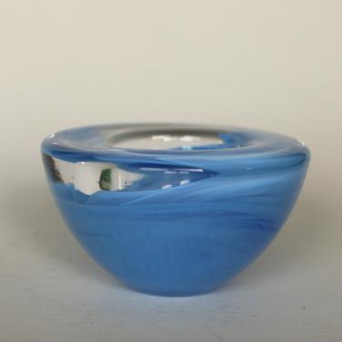 vintage Kosta Boda blown glass votive holder in sky blue/Atoll series/ Anna Ehrner/Sweden 