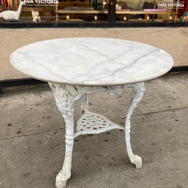 Ta- Da | Mid-century Bistro Table with Marble Top and Aluminum Base