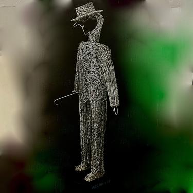 William Accorsi A Captivating Tall 27in Tabletop  Wire Sculpture On Black Acrylic Wood Base Signed Accorsi 1999 