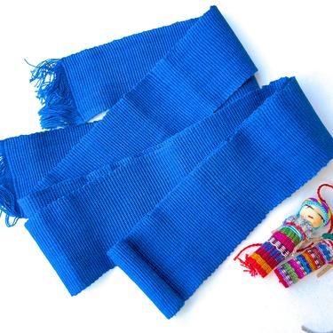 Deadstock VINTAGE: 1980's - Blue Boho Fiesta Native Guatemala Handwoven Faja - Traditional Guatemalan Belt - SKU 21-C 