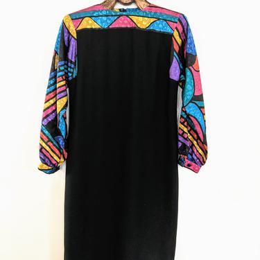 Black Abstract Pattern Vintage Dress