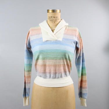 70's Pastel Striped Fitted Sweater 