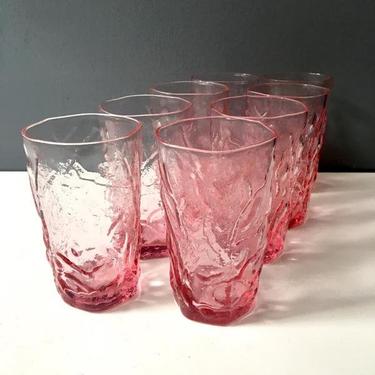 Seneca Driftwood pink juice glasses - set of 8 - 1970s vintage 