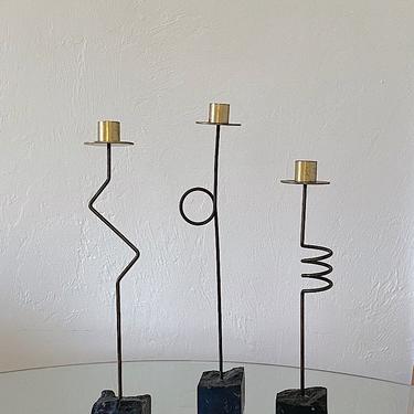 Vintage IKEA Sculptural Candlestick Trio