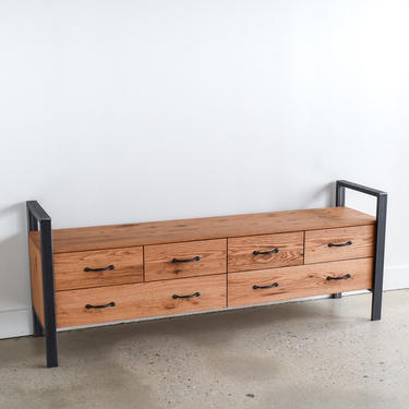72&amp;quot; Reclaimed Wood Storage Bench / Industrial Steel Frame 