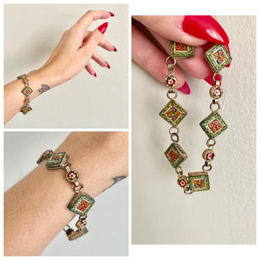 1940s Bracelet // Czech Mosaic Bracelet // vintage 40s bracelet 