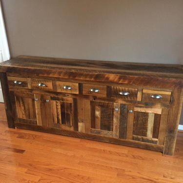 Reclaimed Oak Rustic Country 6 Drawer Buffet and Sideboard 