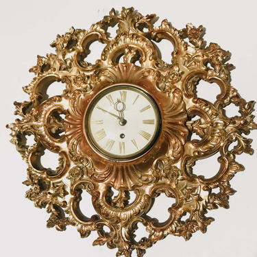 Syroco 19″ Golden Rose Wall Clock 