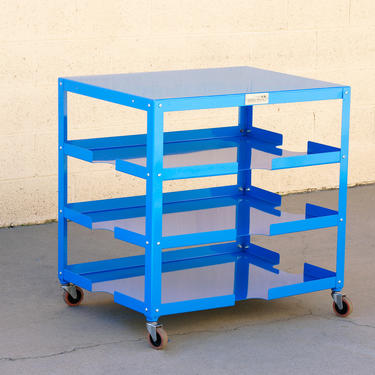 Industrial Paper, Board and Utility Rolling Cart, Refinished in Blue