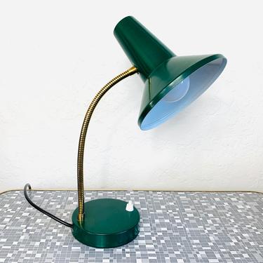 Mid Century Table Lamp 1950s Green Witch hat 