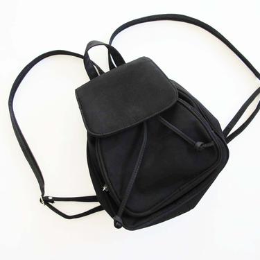 Vintage 90s 2000s Black Nylon Mini Backpack - 2000s Small Backpack Purse -Minimalist - Vegan Mini Backpack - 90s Minimalist Clothing 