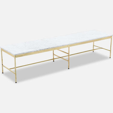 Paul McCobb &quot;Irwin Collection&quot; Carrara Marble & Brass Coffee Table for Calvin Furniture 