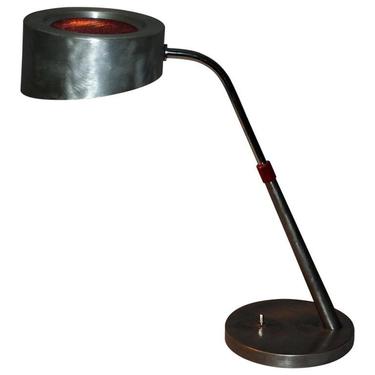 1950s French Desk Lamp in Brushed Steel