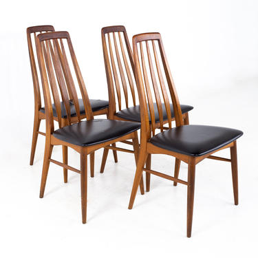 Mid Century Teak Eva Dining Side Chairs - Set of 4 - mcm 