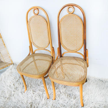 Unique Hand Caned Josef Hoffman/Thonet Style Bentwood Chairs (Sold Separately) 