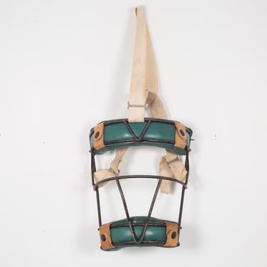 Steel and Green Leather Catcher's Mask c.1940