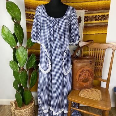 Vintage 1970s Cottage Core Prairie Dress by Hilda Hawaii 
