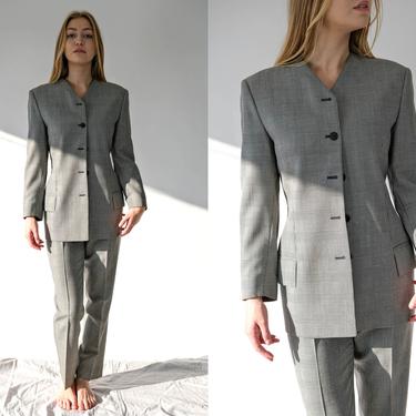 Vintage 1980s GIANNI VERSACE Black & White Glen Plaid Wool Gabardine Pant Suit | Made In Italy | 100% Wool | 1980s VERSACE Designer Suit 