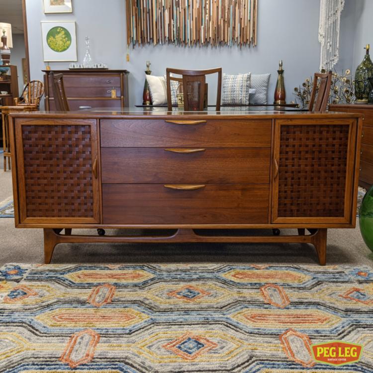 Mid-Century Modern walnut credenza from the 'Perception' collection by Lane