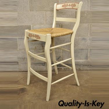 French County Style Bar Stool Rush Seat Ladder Back Barstool Chair Cream Red