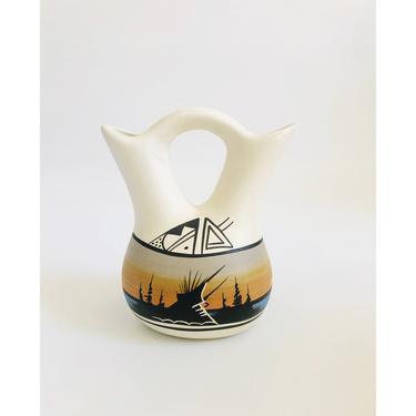 Vintage Southwestern Pueblo Pottery Wedding Vase 