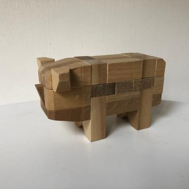 Kumiki Wood Puzzle Pig By Hirokichi Yamanaka 