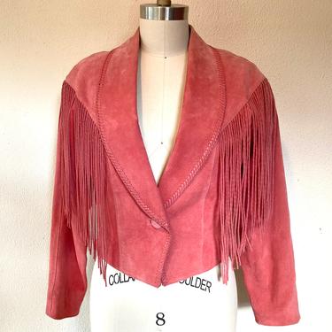 1980s Pink suede jacket with tassels 
