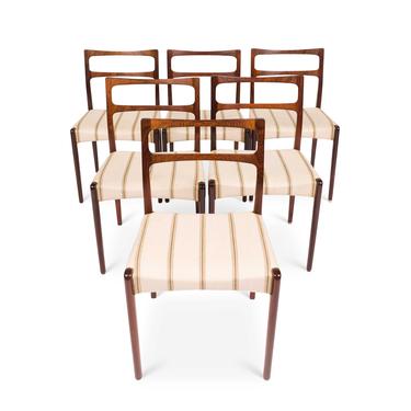 Vintage Danish Mid-Century Rosewood Dining Chairs Set of Six 