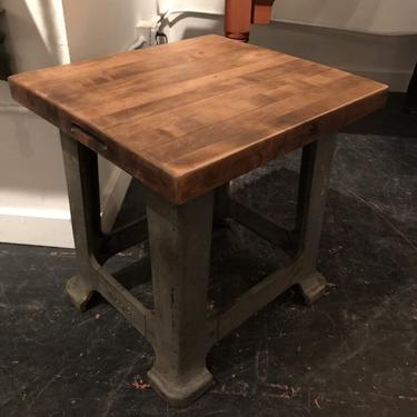 Steel Wood Top Side Table