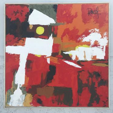 Abstract Painting on Canvas Mid Century Modern 
