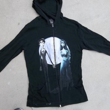 Vintage Sweatshirt Hoodie Tim Burtons Corpse Bride Zip Up sz Medium Oversized 2000s Y2K Movie Promo Collectors 