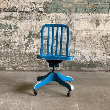 Vintage Alcoa Painted Aluminum Rolling Office Chair 