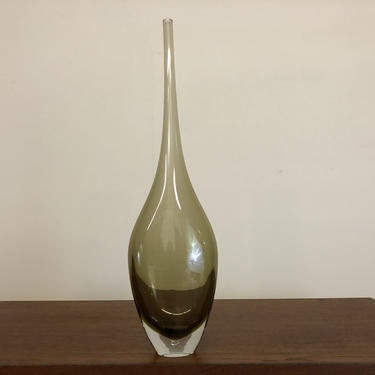 Bengt Orup for Johansfors Tall Smoked Glass Vase 