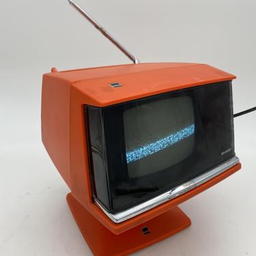 Modernist Orange Space Age Sharp Television, Model 3s-111 R 