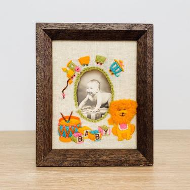 Baby Portrait Needlepoint Framed Wall Art 