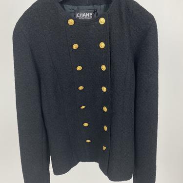 Chanel Black Tweed Boucle Short Jacket