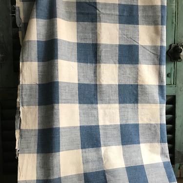 1800s French Vichy Fabric, Indigo Blue, Homespun, Blue Check, Vichy Check, Historical French Textiles 