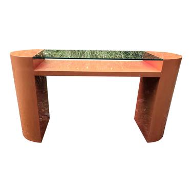 Vintage Lacquer Console Table Floating Glass
